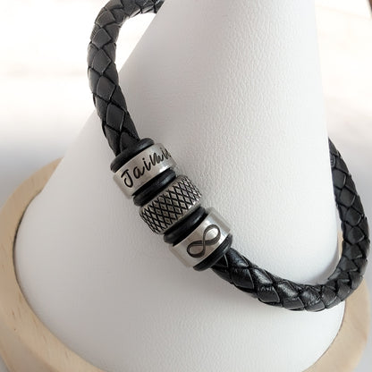 Custom Leather Bracelet With A Pattern Bead