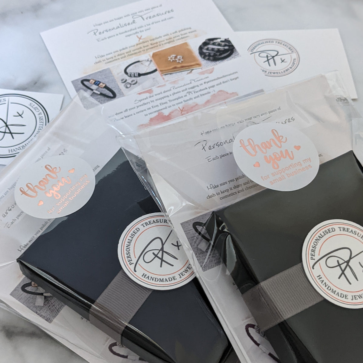 Personalised Treasures jewellery gift packaging with gift box and thank you card