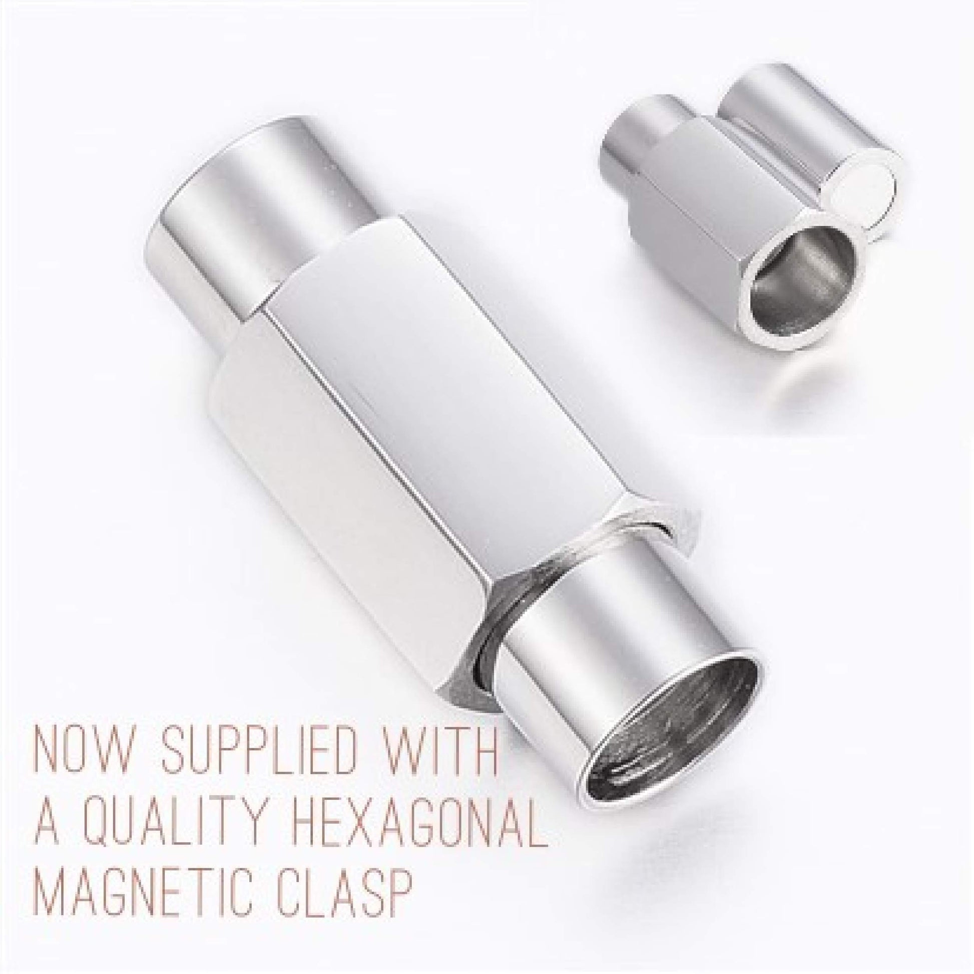 Stainless steel hexagonal magnetic clasp for personalised leather bracelet